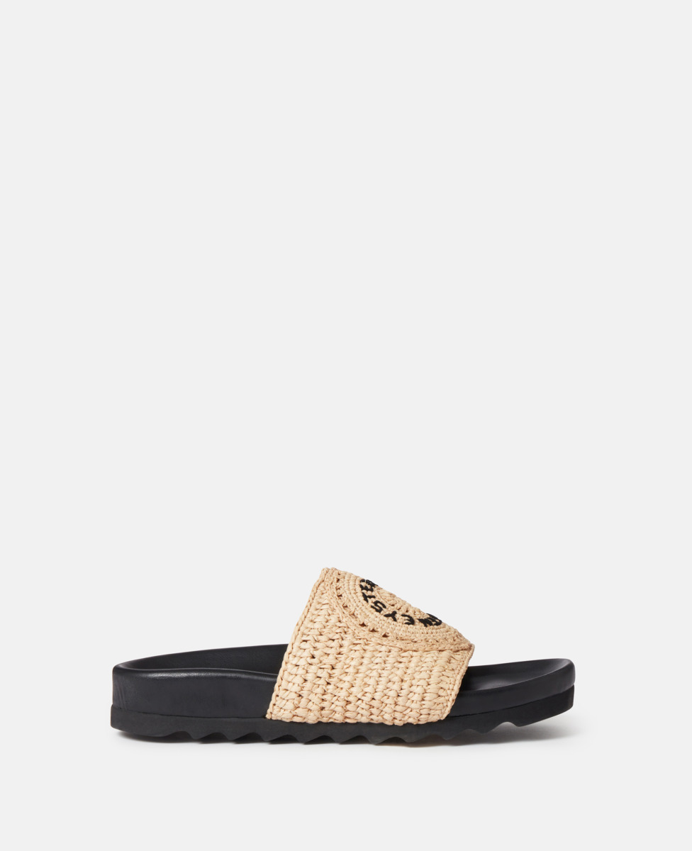 Stella McCartney Elyse Raffia Logo als Natural Black Sand GOOFASH
