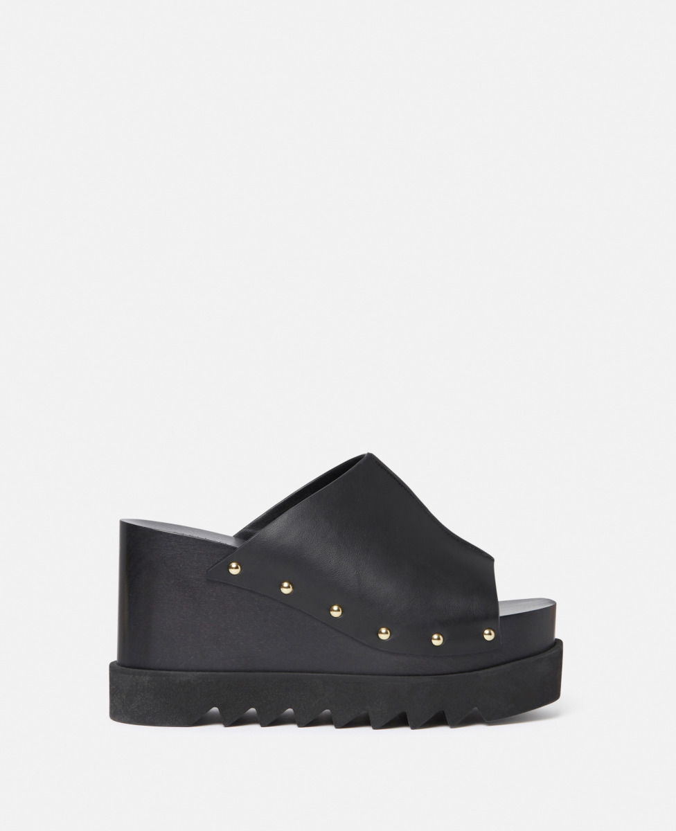 Stella McCartney Elyse Studded Slide Wedge Sandals Black GOOFASH