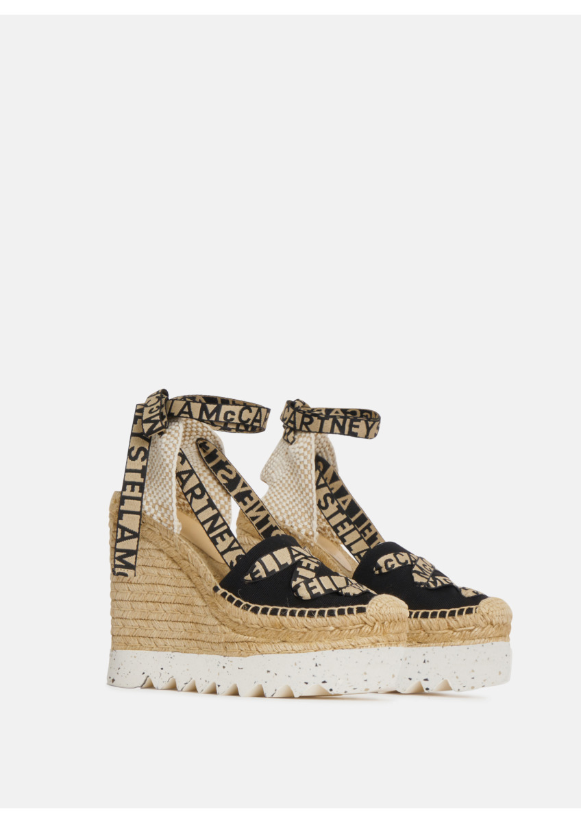 Stella McCartney Gaia Platform Espadrille Wedges Black GOOFASH