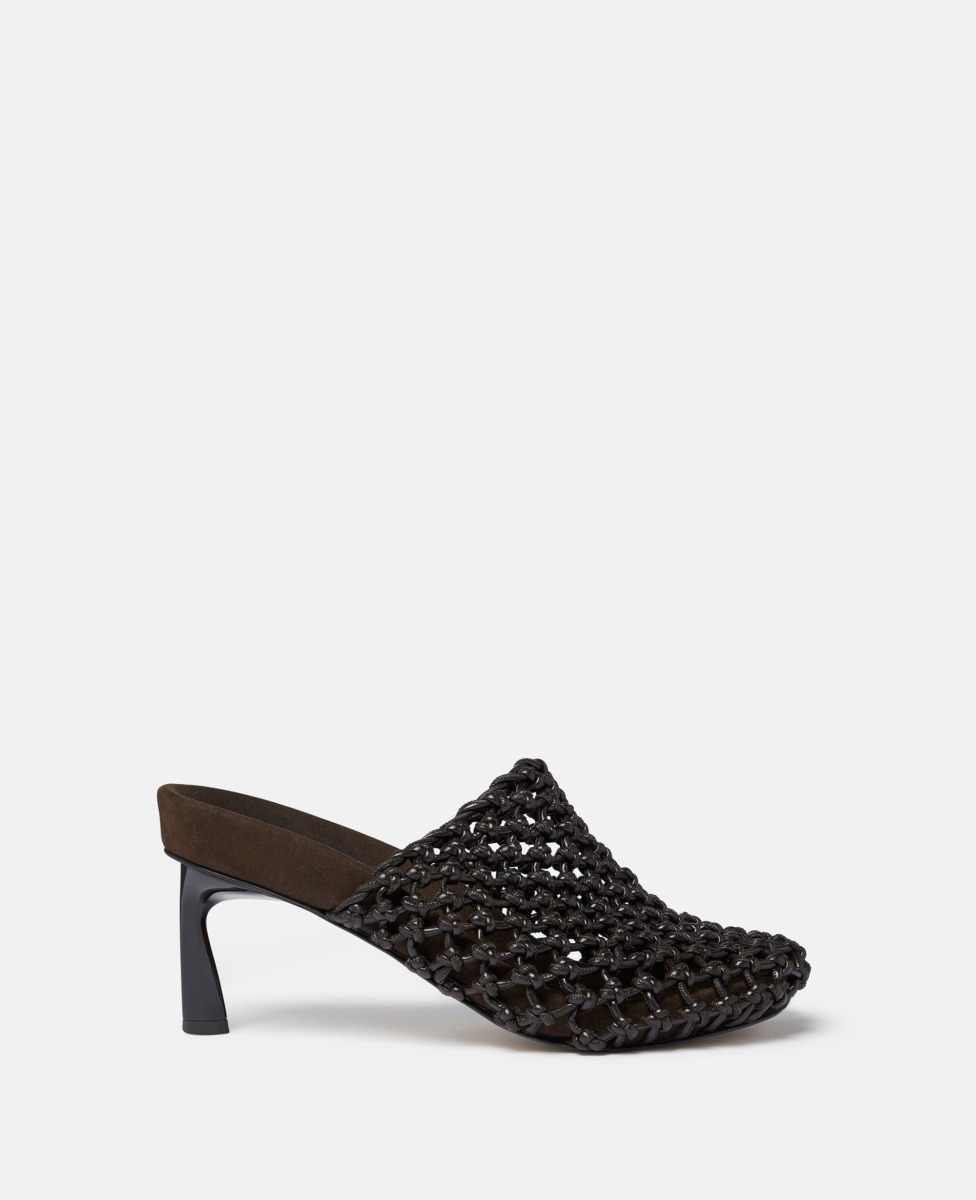 Stella McCartney Terra Recycled Knotted Net Mules Cocoa Brown GOOFASH