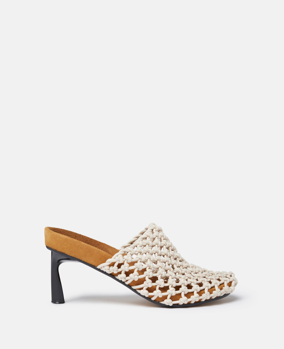 Stella McCartney Terra Recycled Knotted Net Mules Greggio White GOOFASH