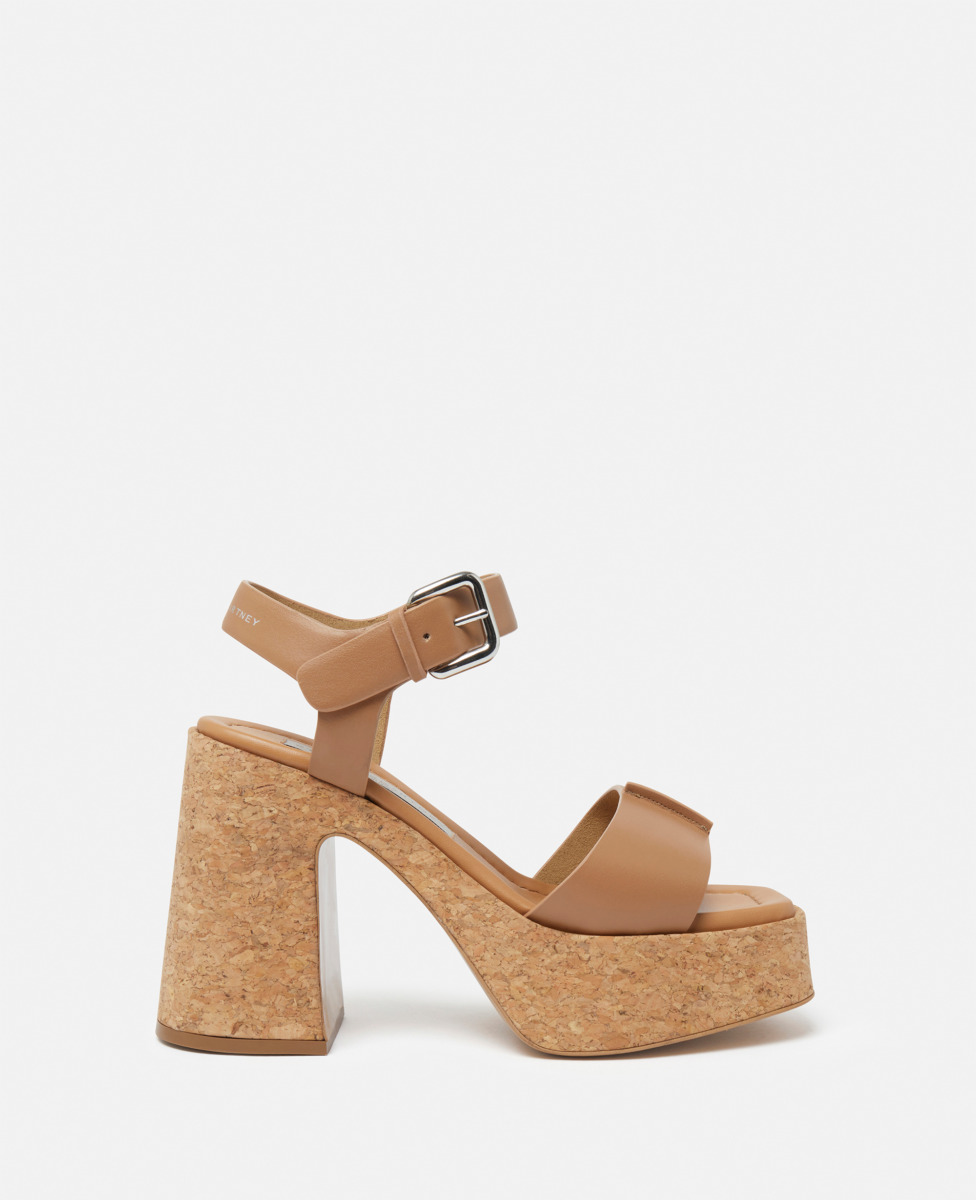 Stella McCartney kyla Buckled Platform Sandals Tan Beige GOOFASH