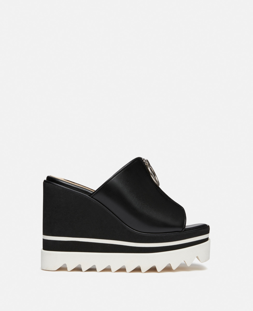 Stella McCartney neak Elyse Zip Slide Wedge Sandals Black GOOFASH