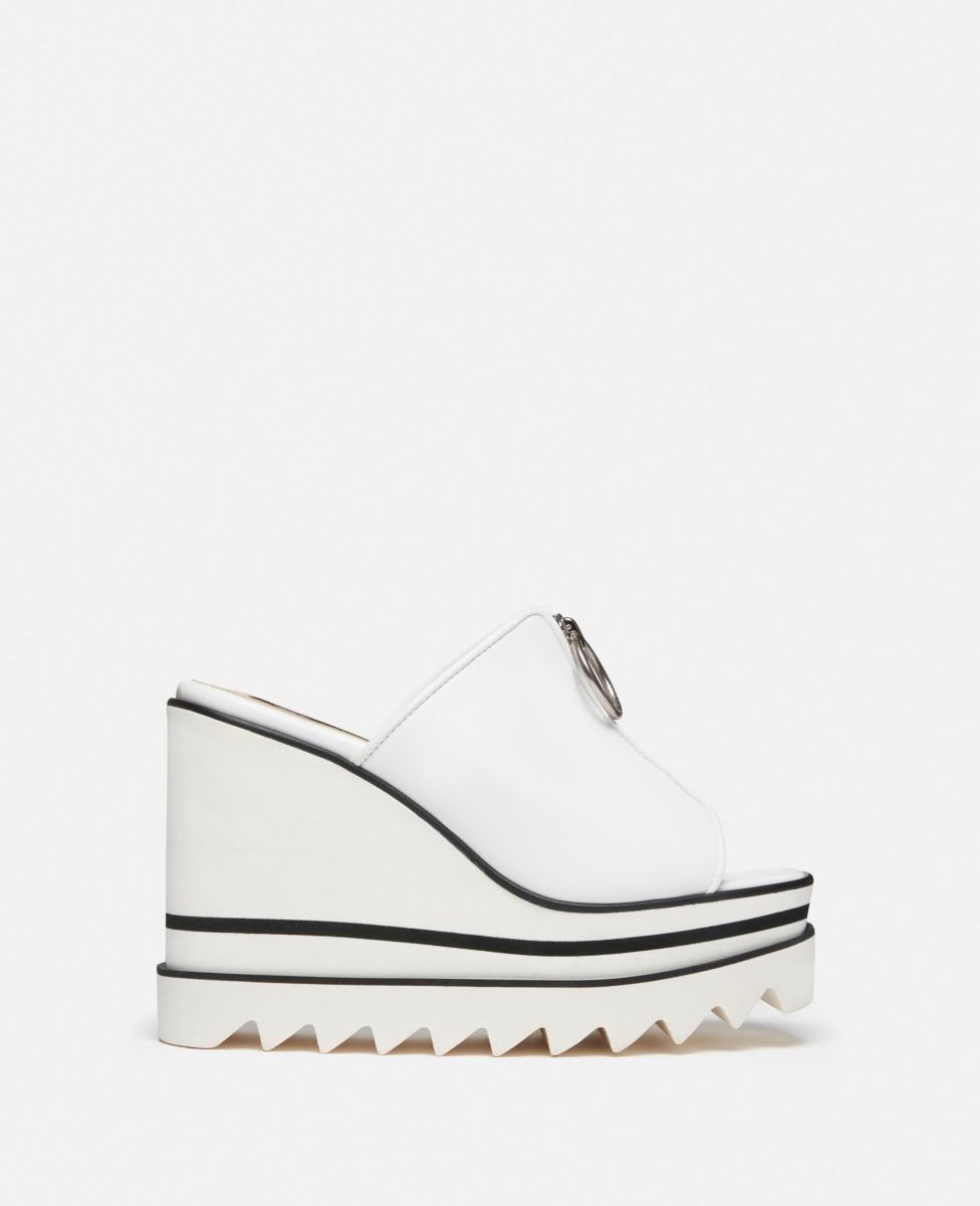 Stella McCartney neak Elyse Zip Slide Wedge Sandals White GOOFASH