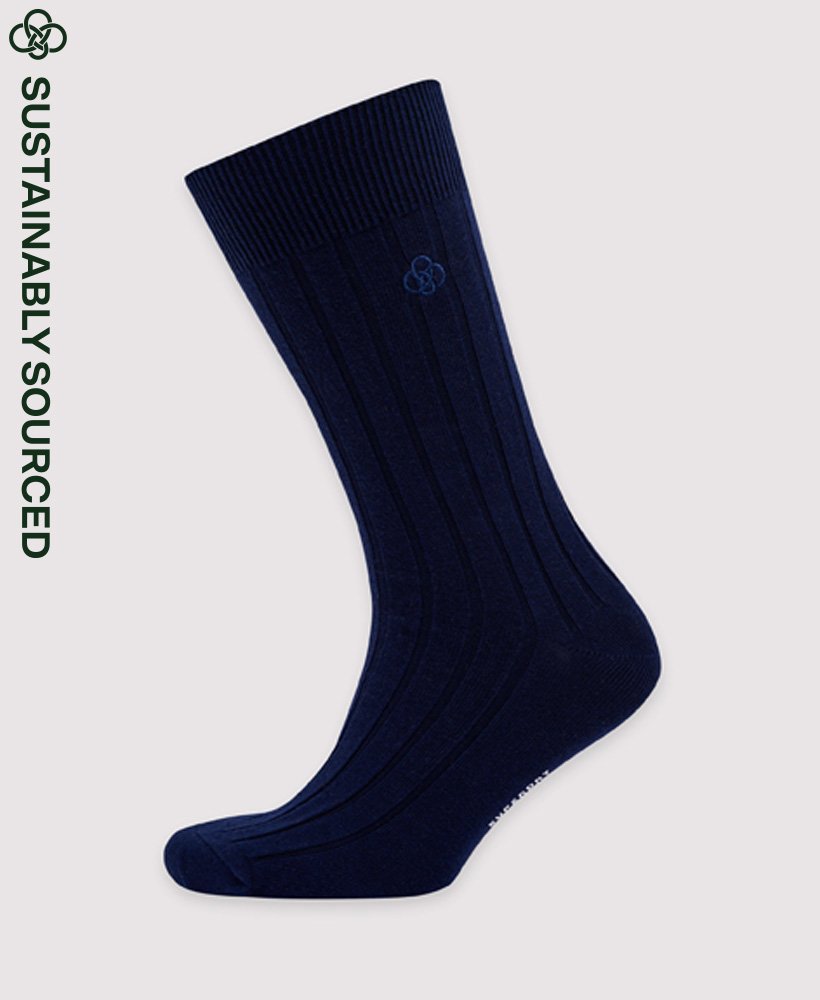 Superdry Organic Ribbed Unisex Socks Navy Blue GOOFASH