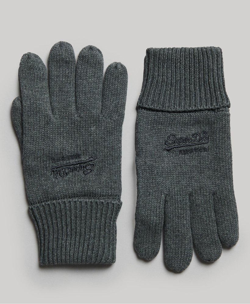 Superdry Plain Essential Knitted Gloves Grey GOOFASH