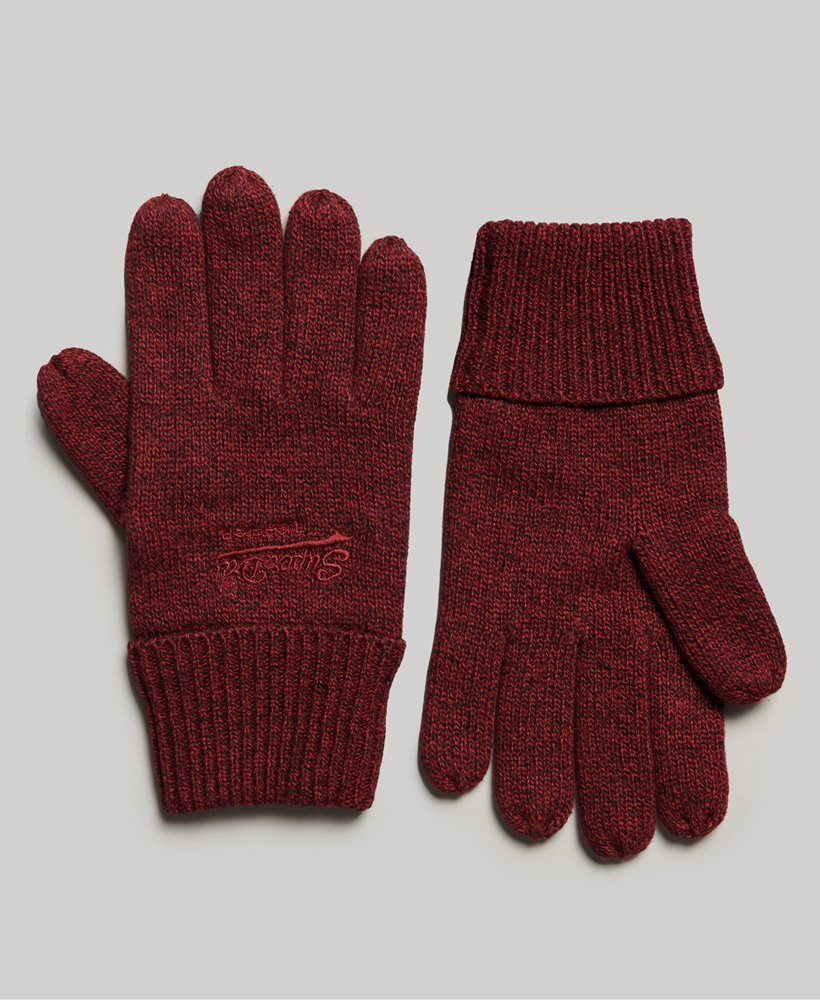 Superdry Plain Essential Knitted Gloves Red GOOFASH