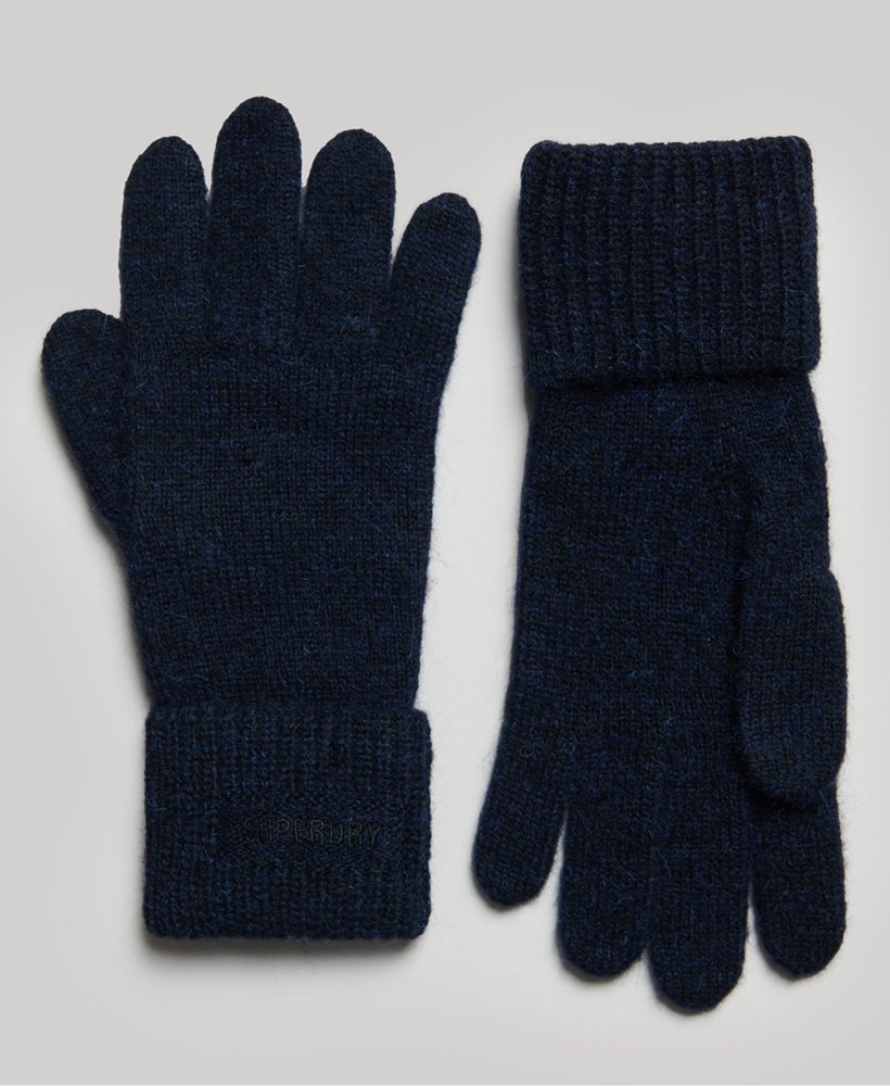 Superdry Ribbed Essential Gloves Dark Blue GOOFASH
