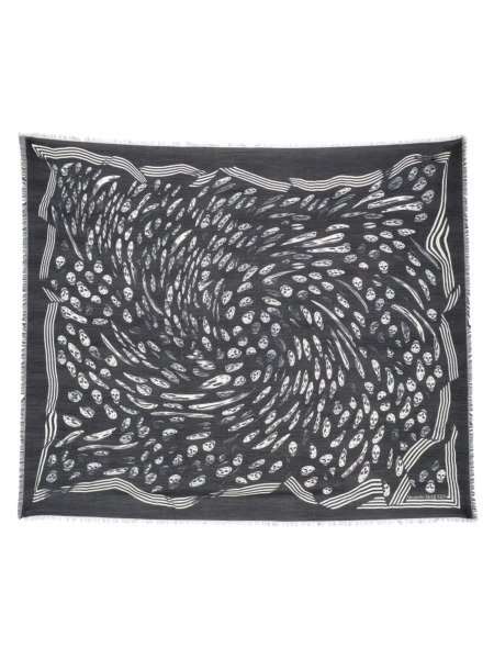Alexander Mcqueen Vortex Print Biker Scarf Black - Eleonora Bonucci | GOOFASH
