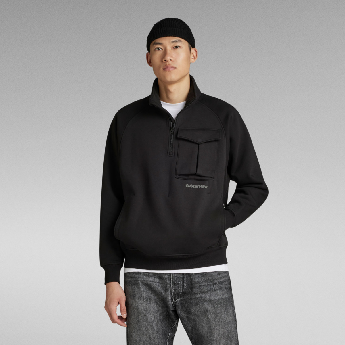 G-Star Raw Anorak Loose Sweater Black | GOOFASH