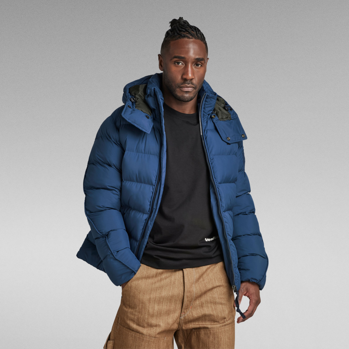 G-Star Raw Whistler Padded Hooded Jacket Blue | GOOFASH